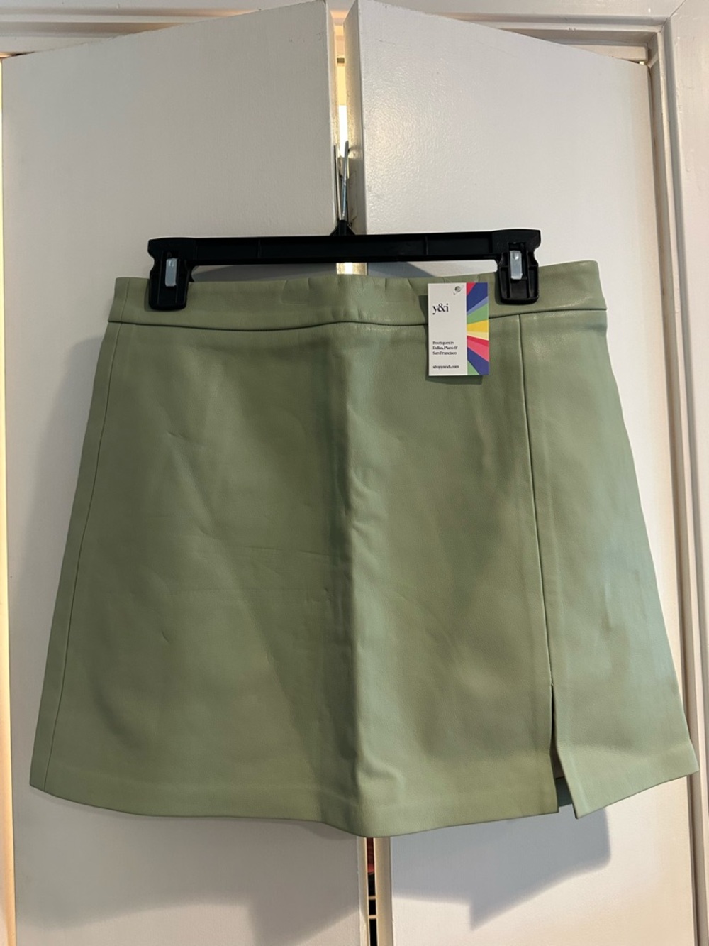 Green Faux Leather Mini Skirt